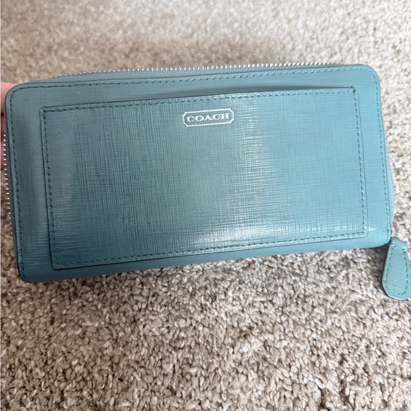Coach Blue Zip-Around Wallet - Picture 1 of 3